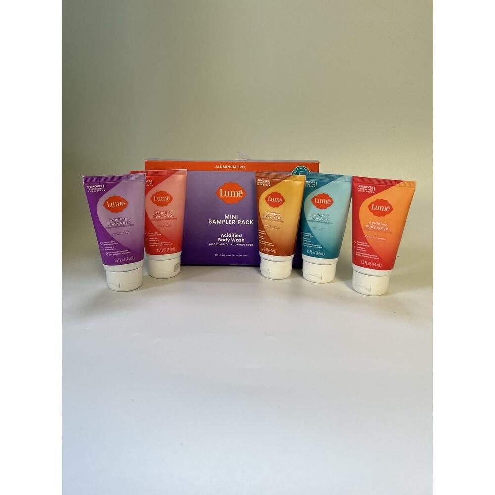 New Lume Acidified Body Wash 5 Pack Minis 24 Hour‎ Odor Control 1.5oz Each